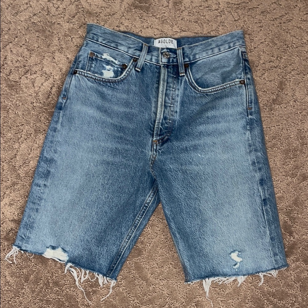 AGOLDE Blue Denim Cutoff Shorts